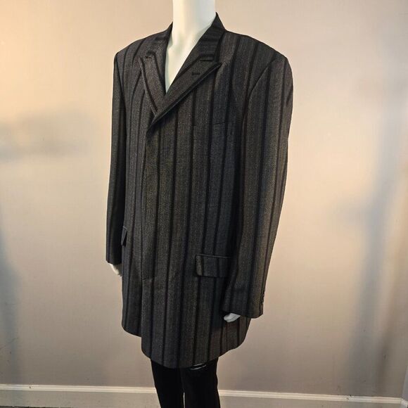 Giorgio Brutini Sport Coat Blazer Jacket Men’s 46L Charcoal Gray Black Striped - Picture 4 of 12